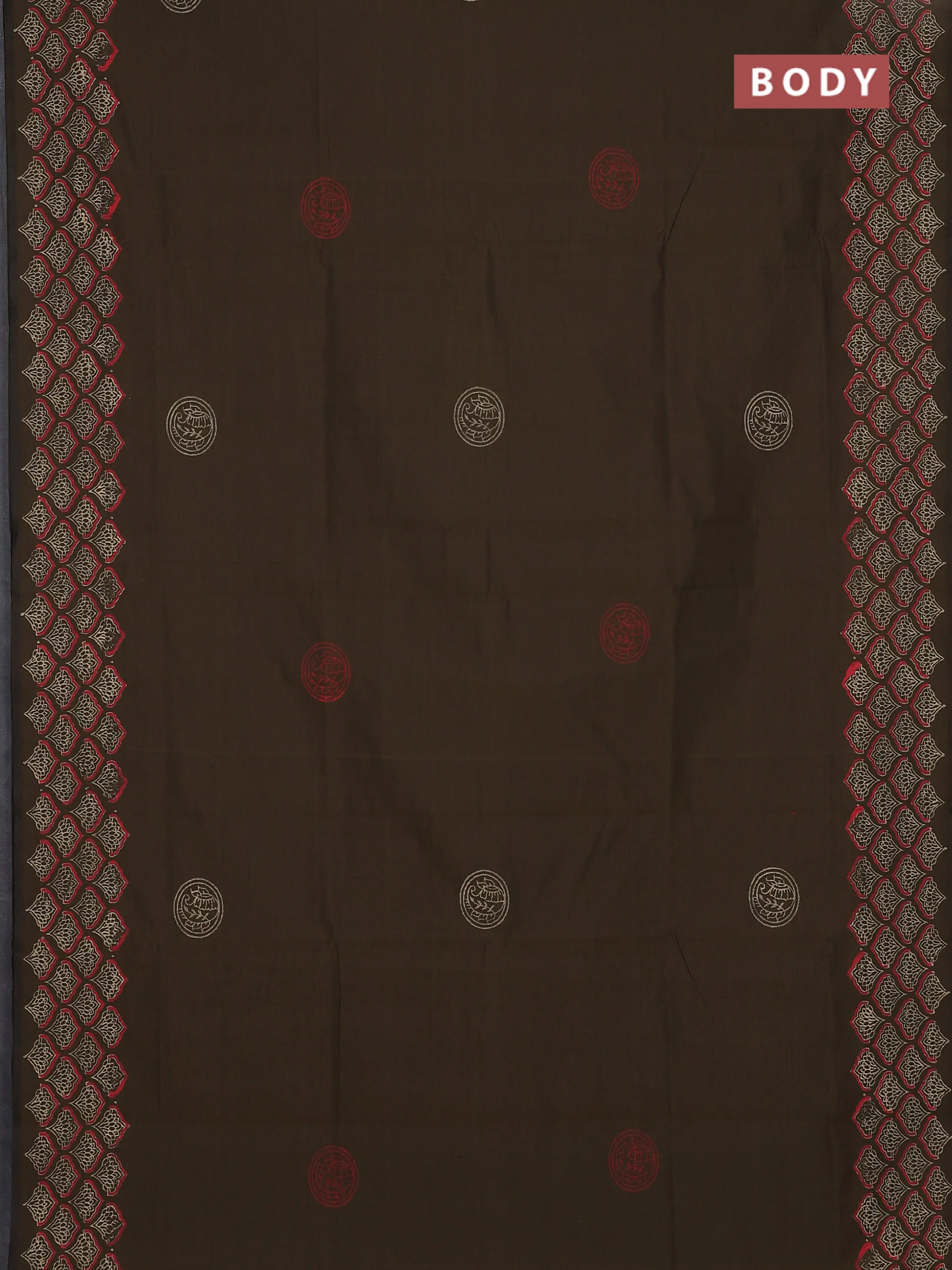 Semi Silk Cotton Saree - Military Green and Sandal